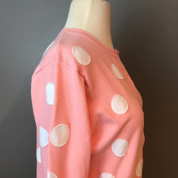 NWT QVC Liz Claiborne Pink Polka Cardigan Size M - Picture 4 of 8